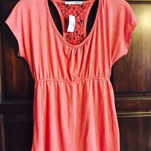 Apricot Top with lace back/cutout