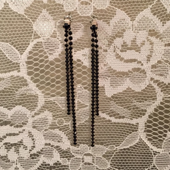 Black rhinestone drops