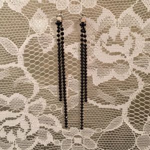 Black rhinestone drops