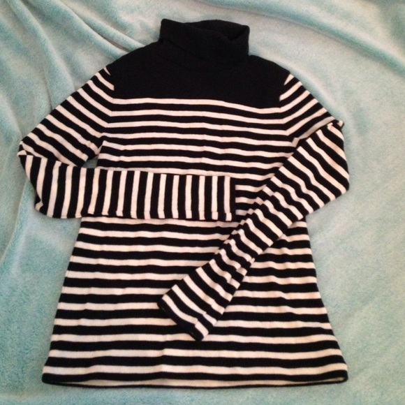 J. Crew Black and white turtleneck