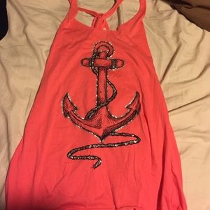 Pink anchor tank top