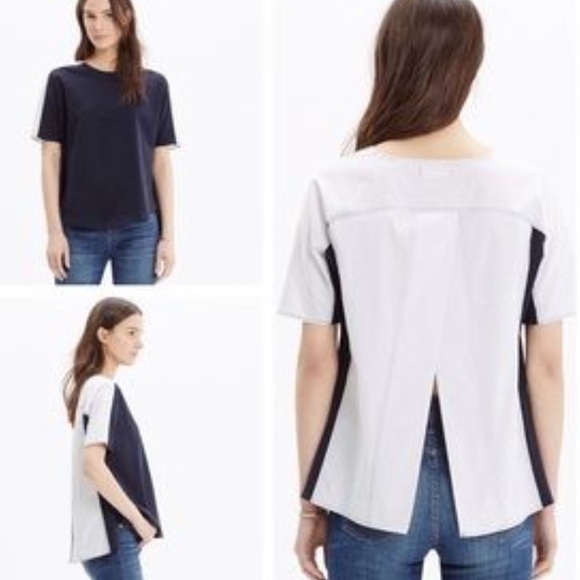 Madewell Oxford Panel Tee in Navy