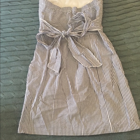 Strapless seersucker dress