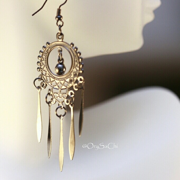 Handmade metal chandelier earrings