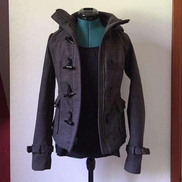 Grey wooly toggle coat