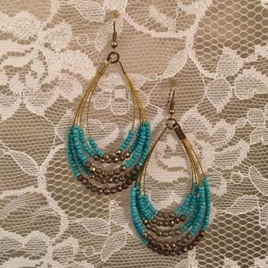 Turquoise and bronze beaded dangle
