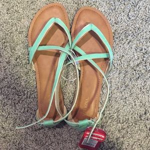 NWT Mint and Brown Sandals