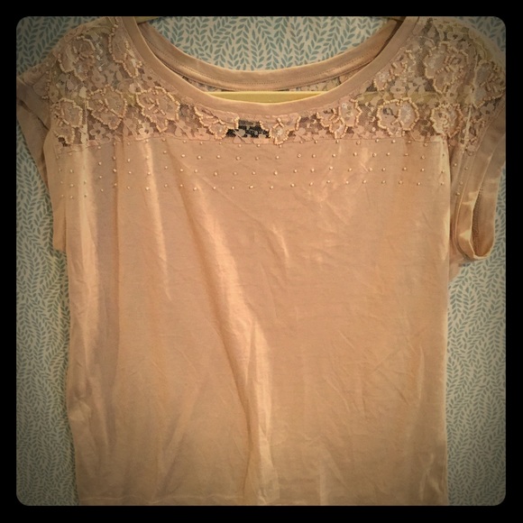 Cap sleeve sheer beaded shirt. Black and beige!