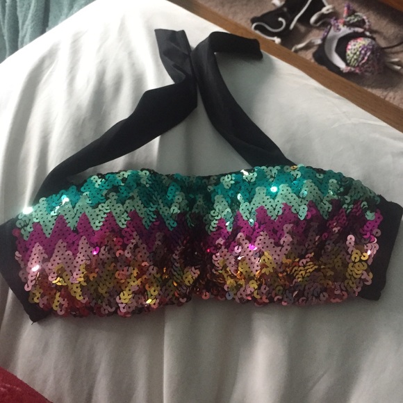 multicolored sequin bathing suit bandeau from VS