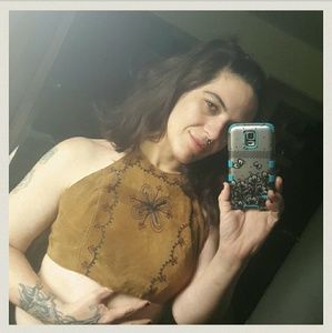 LeatherTying halter top