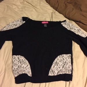 Black with white lace sweater