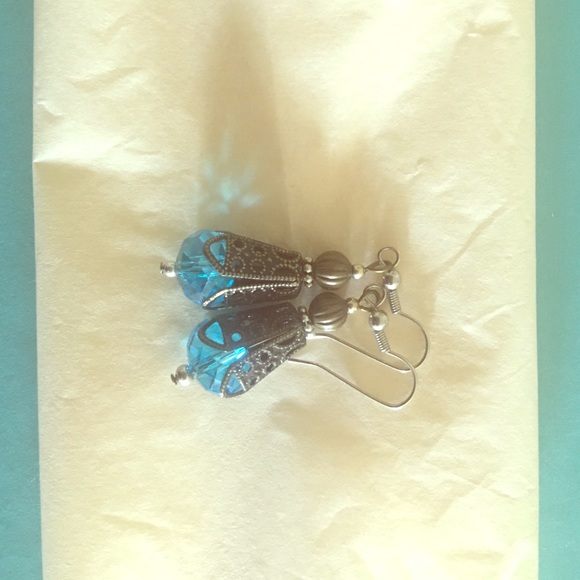 Blue filigree earrings