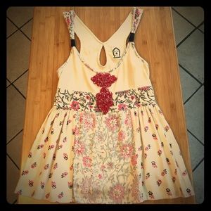 Free People empire waist top with beaded appliqué