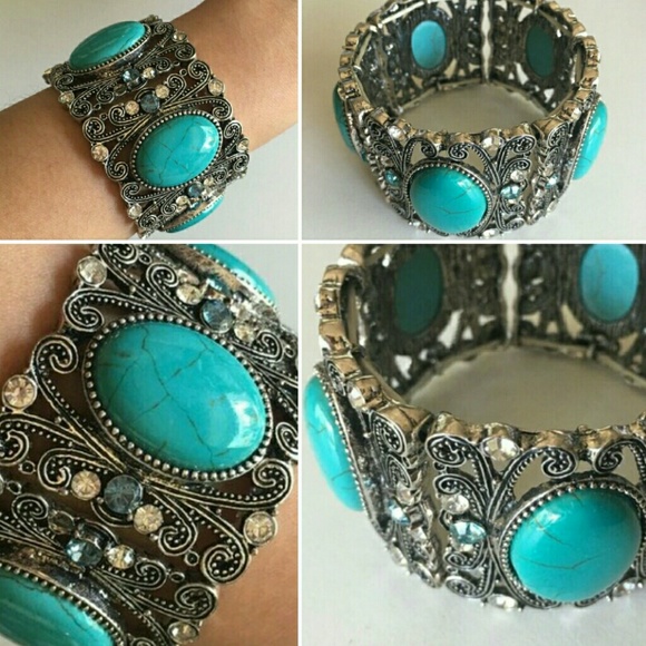 🆕Turquoise Crystal Bangle Bracelet - Picture 1 of 2