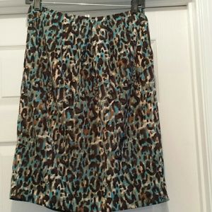 Ellen Tracy Turquoise Leopard Skirt