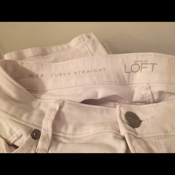 LOFT 26/2 P White Curvy Straight Jeans Petite