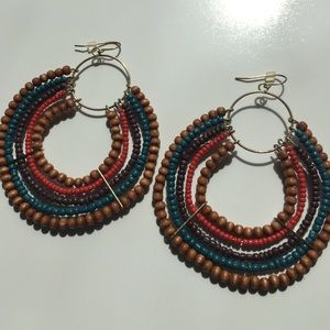 Multi beaded hoop earrings