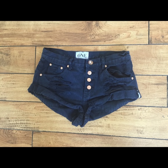 Dark blue Denim Short Shorts - ONE by One Teaspoon