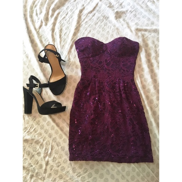 Purple Lace & Sequin Dress