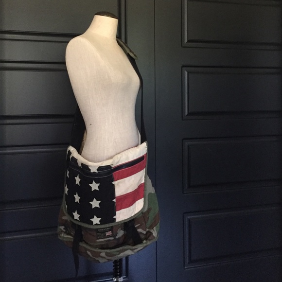 Ralph Lauren Accessories - Large Camo & Flag Ralph Lauren Messenger Bag