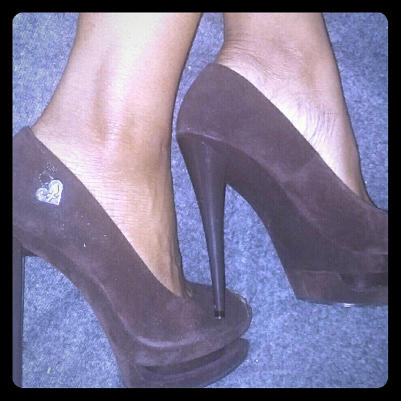 Chocolate Peep Toe Heels