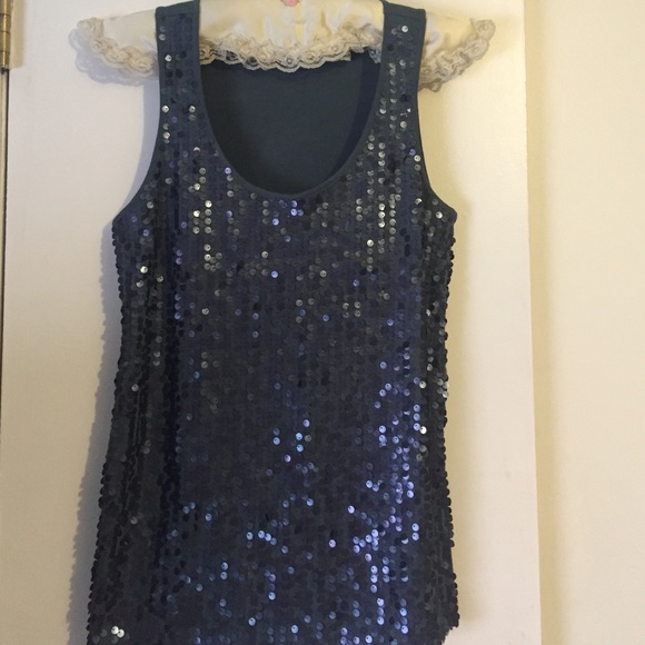 Blue sequin top