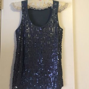 Blue sequin top