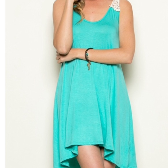 Mint Knit Dress w/ Crochet Back Detail - Picture 2 of 3