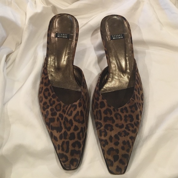 Stuart Weitzman Leopard Mules
