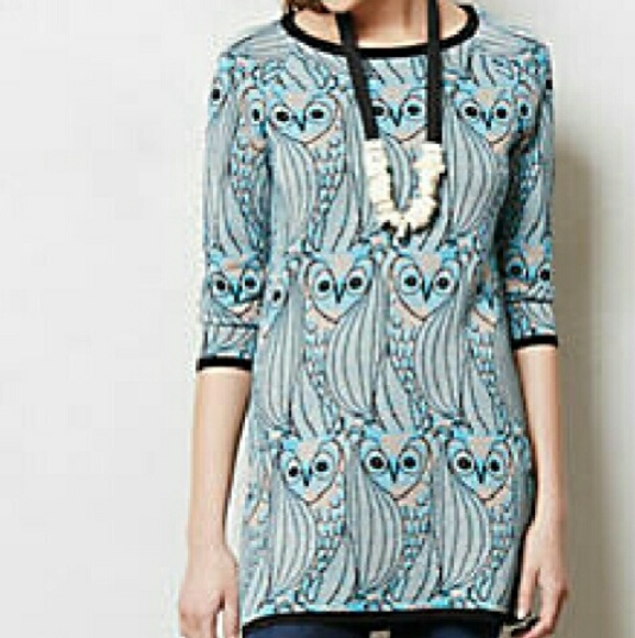 Anthropolgie Owl Sweater Tunic