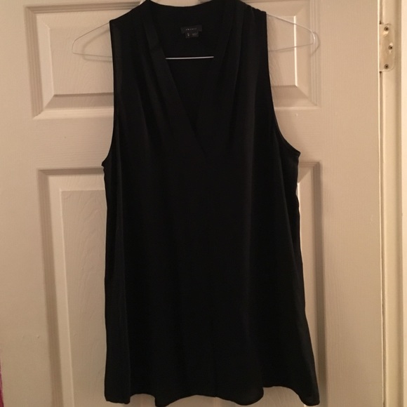 Theory silk black sleeveless v-neck top