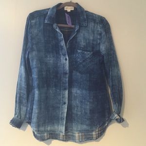 Cloth and Stone Chambray Plaid Button-Down
