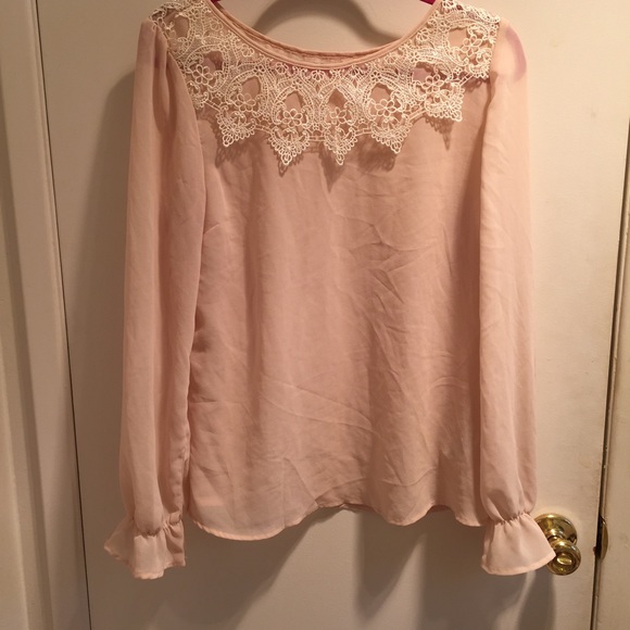 Forever 21 Lace Inset Peasant Blouse