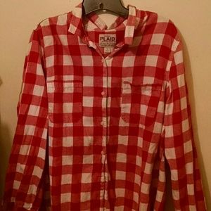 Red plaid old navy button down