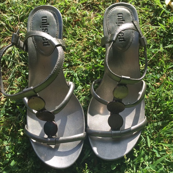 Size 6.5 silver high heels