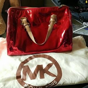 authentic Michael Kors Red metallic Grayson bag