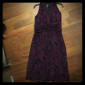 💜Chaps Black/Purple Paisley Print Dress. Sz XL💜