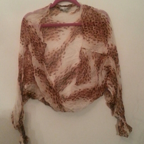 Sheer leopard print long sleeve shrug