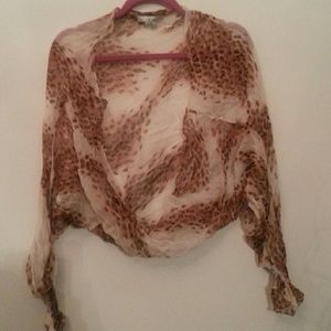 Sheer leopard print long sleeve shrug