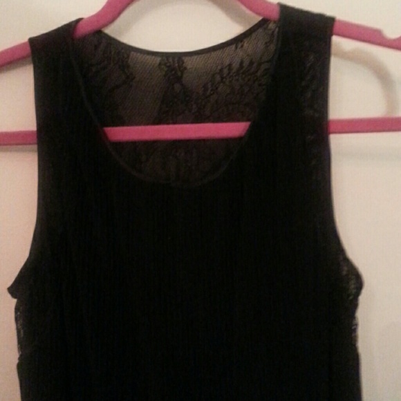 Calvin Klein black pleated dress with lace top