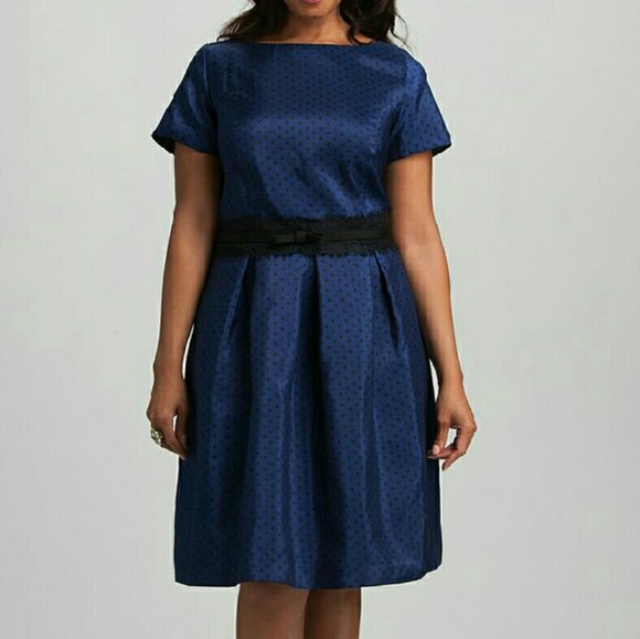 Dress Barn Dresses 4w Dressbarn Lace Trim Polka Dot Dress Poshmark