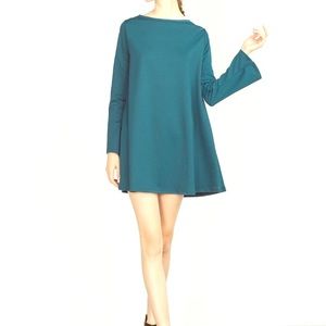 Zara dark turquoise dress with bell sleeves
