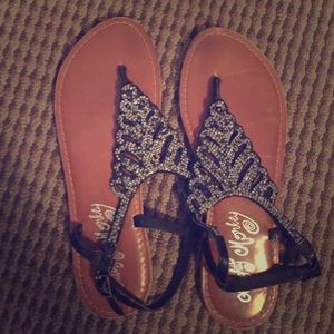 Rhinestone and black shoes