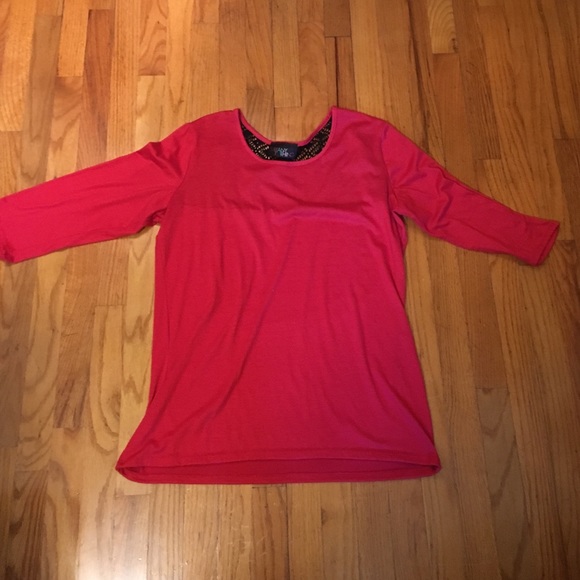 Red Shirt with Black Lace