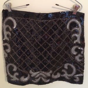 Black Sequin Mini Skirt