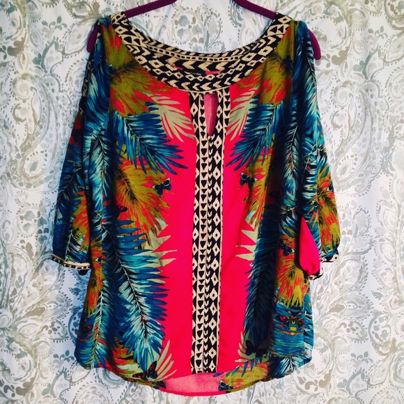 Tropical Blouse Cover-Up Combo