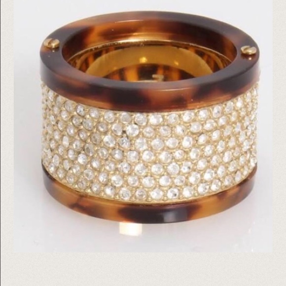 Michael Kors Pave Crystal Rose Gold Barrel ring - Picture 3 of 4