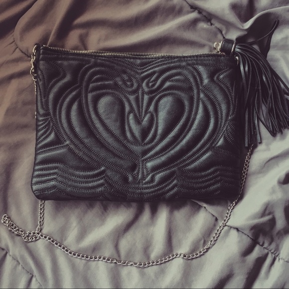 H&M Faux Leather Clutch Purse, Tassel Pull Zipper.