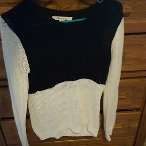 Black and white knit sweater