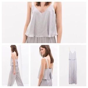 Zara Brand New with Tags Silver Flounce Jumpsuit